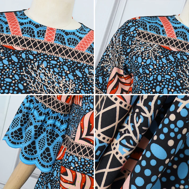 VONDA grande taille 5XL automne femmes mode bohème imprimé Robe col rond Vintage 3/4 manches évasées Robe d'été Robe de fête