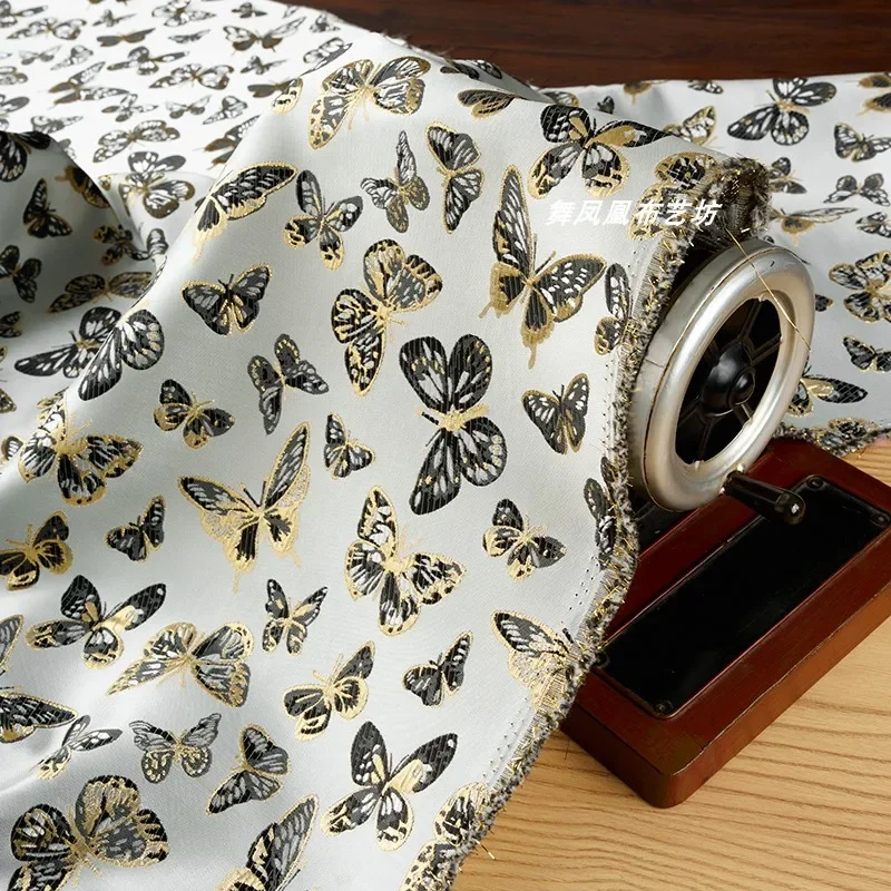 

Brocade Satin Fabric Raised Pattern Shiny Golden Soft Smooth Suitable for Coat Clothing Cloth Apparel Sewing By Meters Diy