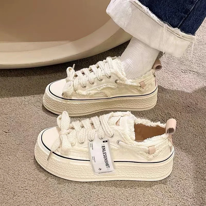 New Fashion Brand Platform Women Sneakers Flat Heel Luxury Shoes Women Canvas Sneakers Spring Summer Student Casual Sport Shoes