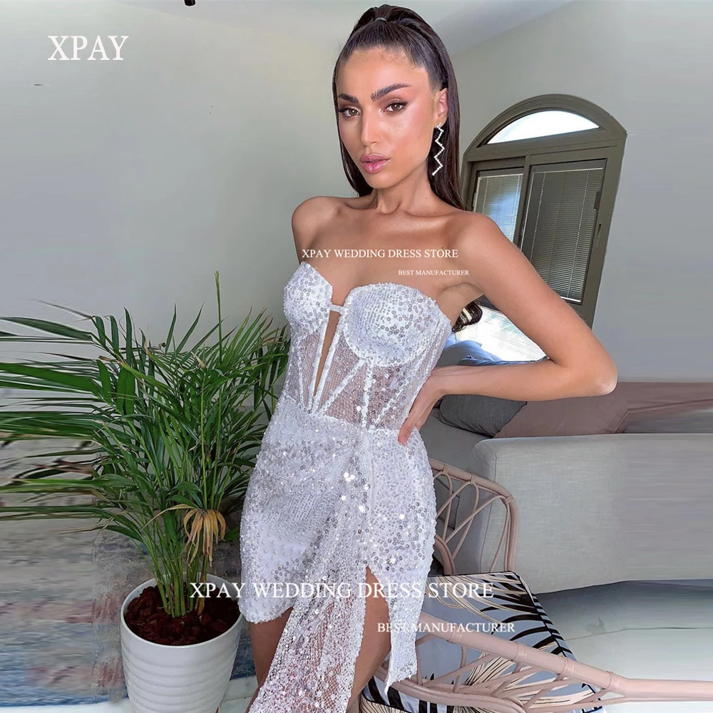 XPAY-vestidos curtos de casamento com lantejoulas, sexy querida mini vestidos de noiva, vestido formal brilhante, 2023