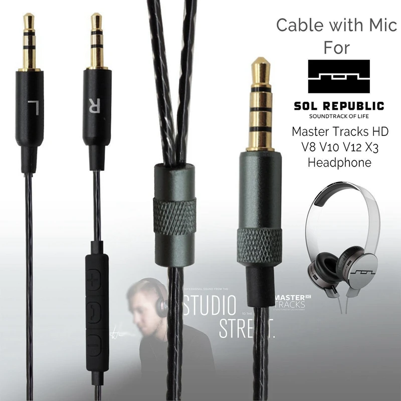 Cavo microfono di ricambio per cuffie Sol Republic Master Tracks Hd V8 V10 V12 X3