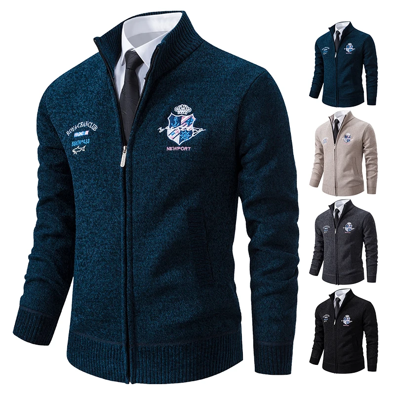 

Men's New Clothing Knit Sweater Cardigan Zip Pullovers Korean Y2K Fleece Lined Hombre Brand Luxury Casual Jacket Male Overcoat