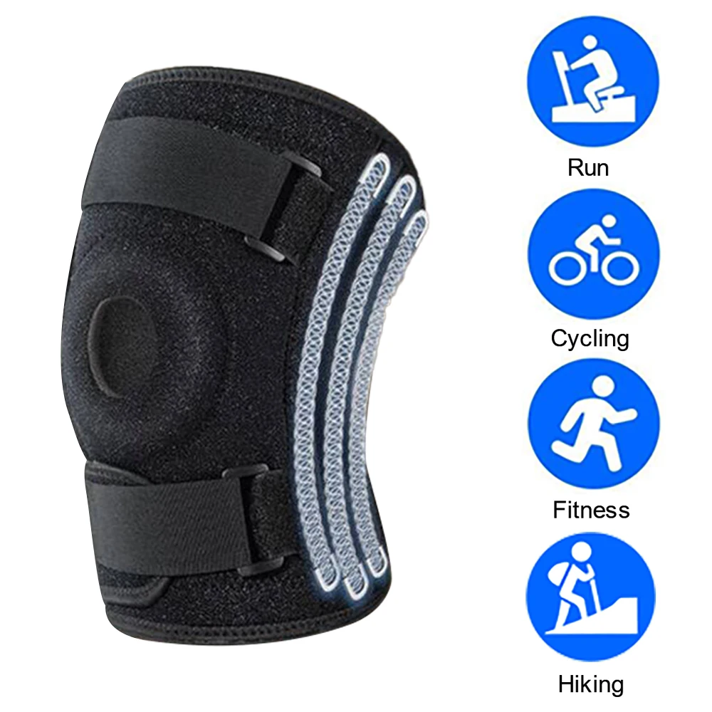 1 Stück Kniebandage in Übergröße für Männer und Frauen – Kniestütze mit offenem Rücken, seitlichen Stabilisatoren und Patella-Unterstützung für Meniskusriss, Ar – Detail 8