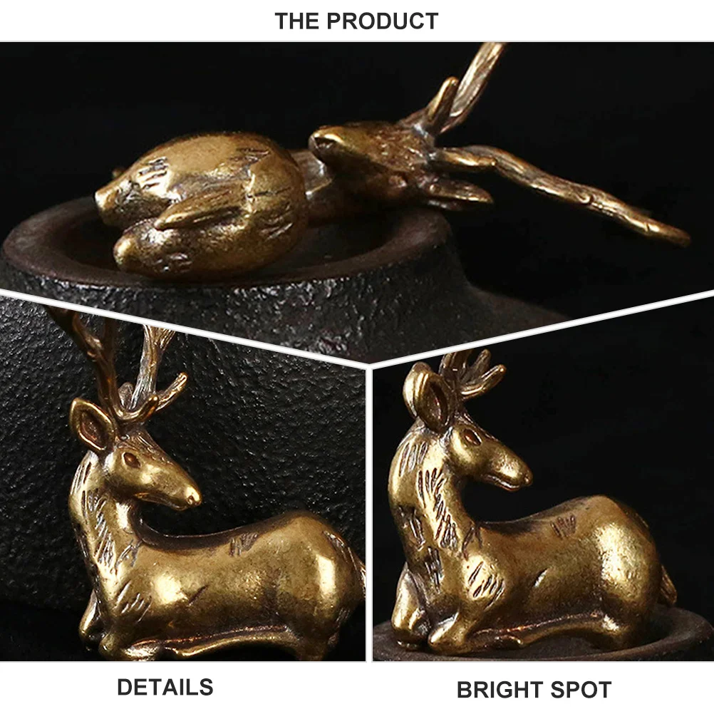 2 قطعة الحرف الغزلان وضع مستقر سيارة سطح المكتب الديكور سعيد الغزلان زخرفة الرجعية تزلف تمثال #5