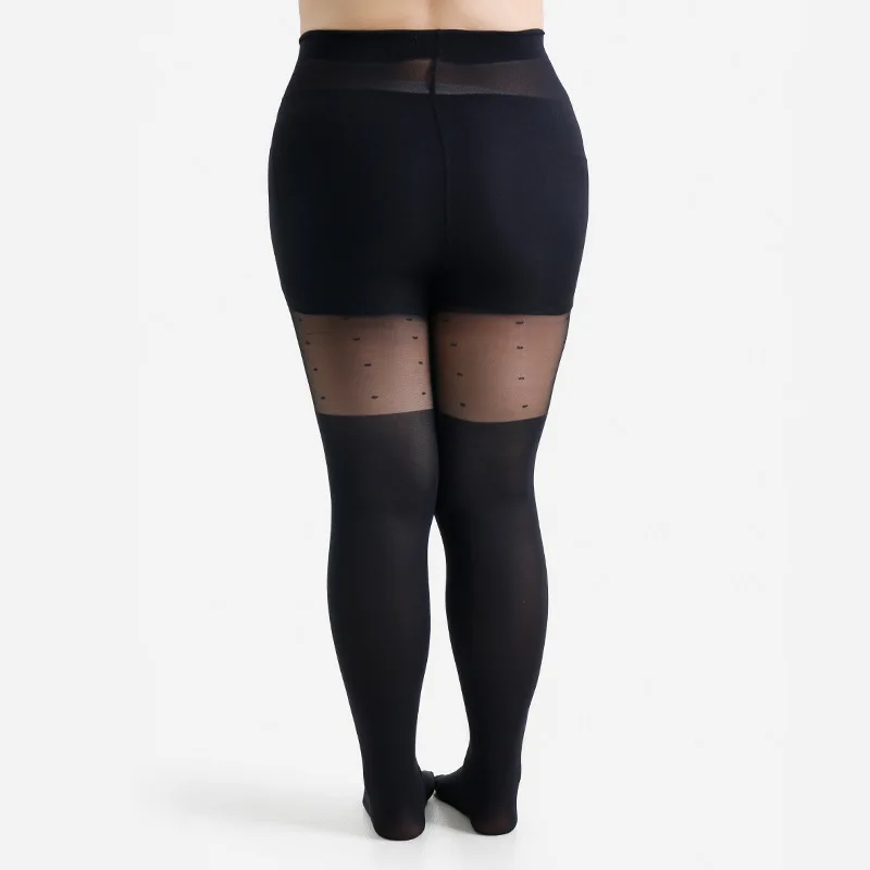 20D Plus Size XL XXL 3XL 4XL High Waist Pantyhose Ultra-thin Nylon Black Dots Stocking High Quality Designing for Ladys