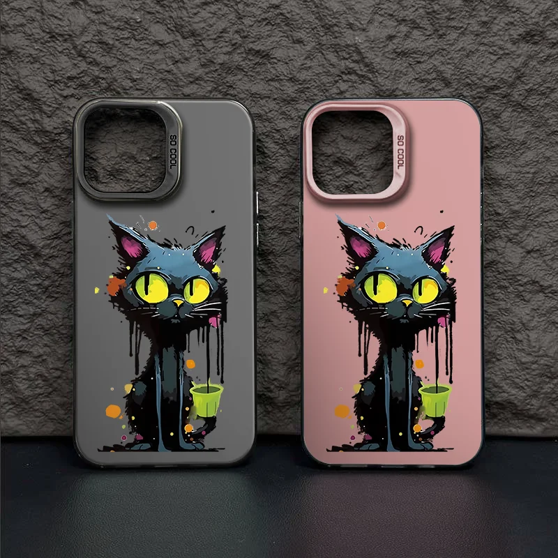 Case for IPHONE11 11PRO 12 12PRO Skin matte 13PRO 13PROMAX 14PRO 15 15PRO anti-drop 15PROMAX oil painting cat mobile phone case