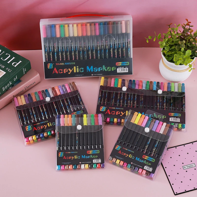 

Профессиональное искусство использует цветные акриловые маркеры 24–120 цветов, ручки с двумя наконечниками и кончиками кистей, подходят для камня, дерева, каллиграфии