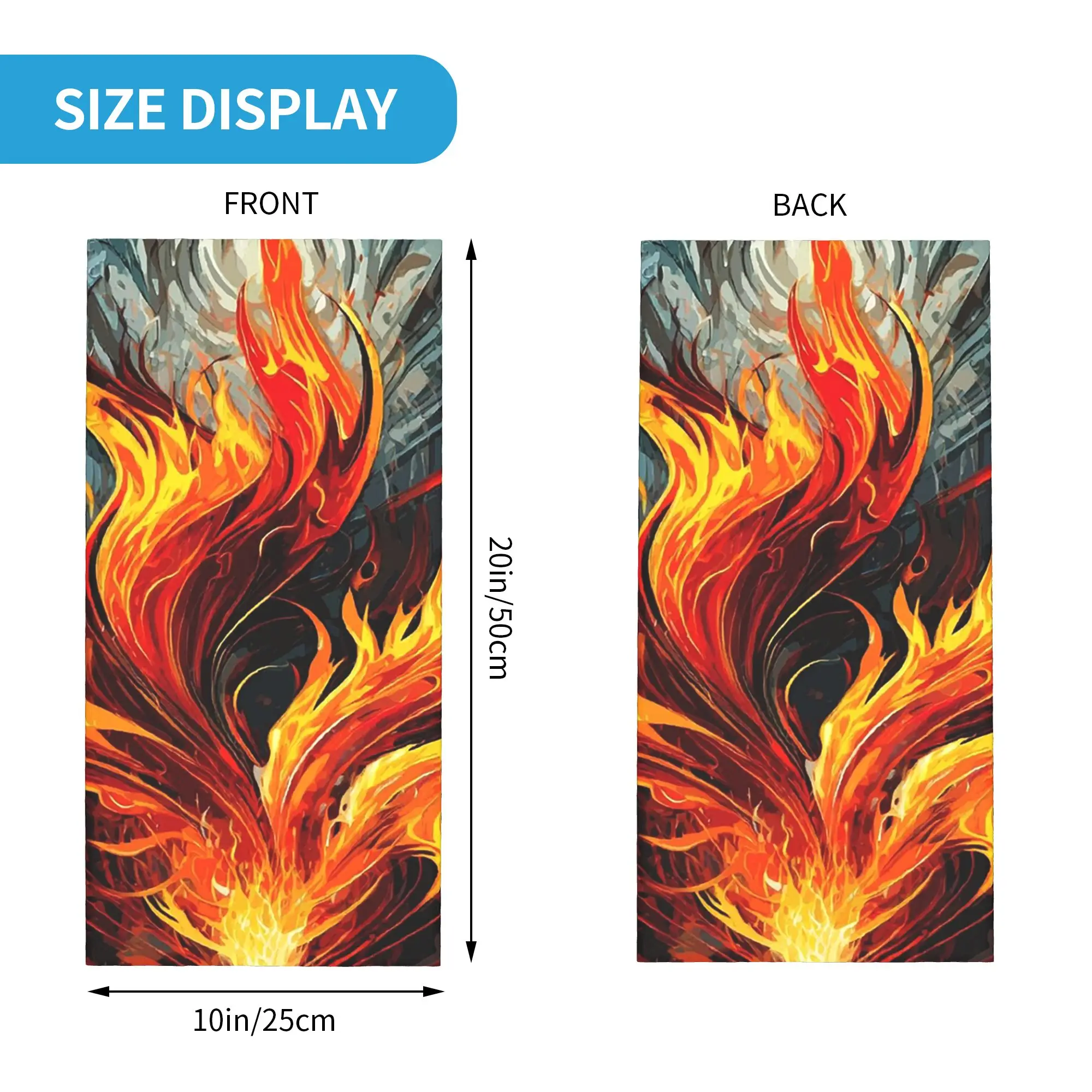 Symphony Abstract Fire flame Art Bandana Neck Cover Printed Mask Scarf Face Mask Outdoor Sports for Men Women Adult Washable
