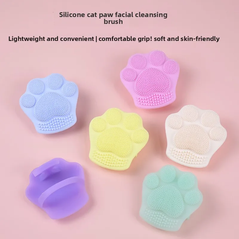 Cat Paw Silicone Face Scrubber Dual-Sided Manual Cleansing Brush for Deep Pore Blackhead Removal Portable Baby Scalp Shampoo