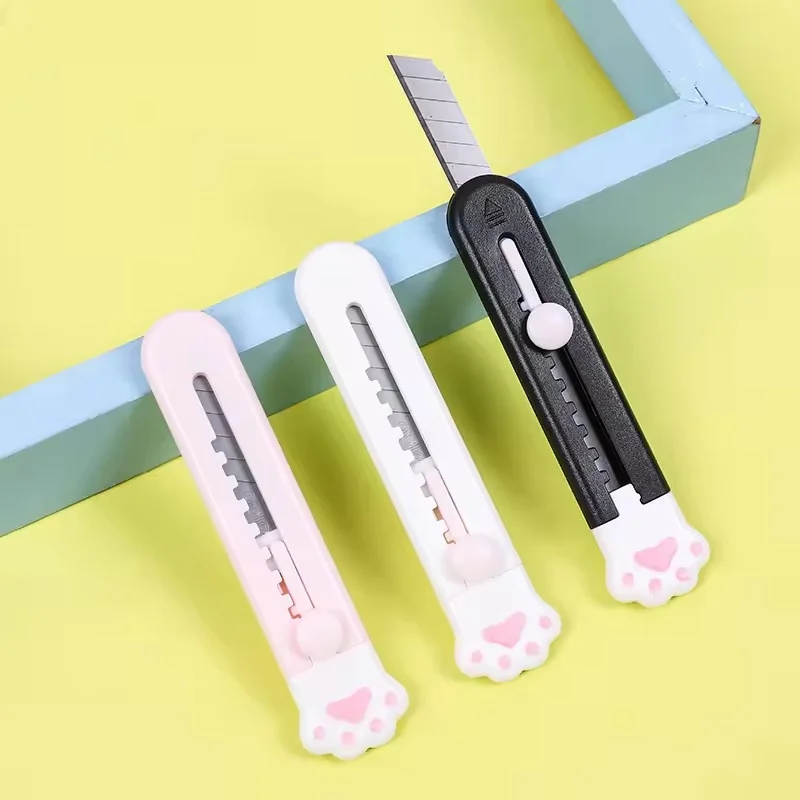 Portable Mini Paper Cutter Cute Cat Claw Utility Knife Retractable Paper Cutting Tools For Art Supplies Office School Stationery