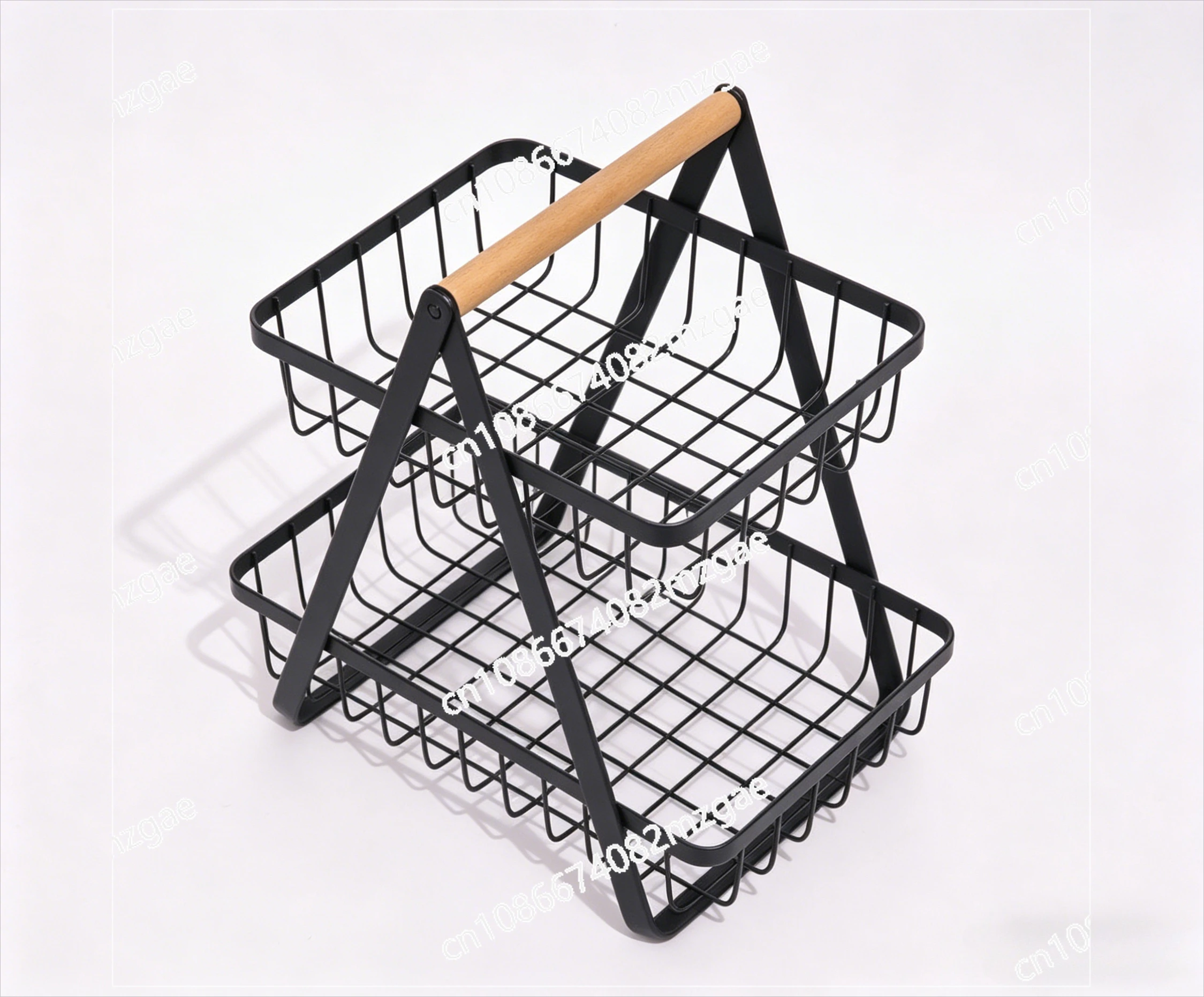 Iron Double Layer Multifunctional Storage Basket Desktop Shelf, Snack And Fruit Storage Table, With Two Layers Of Storage On Top