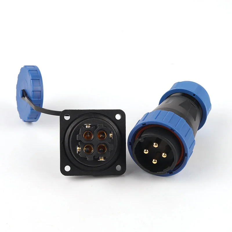 LP/SP28 IP68 Male Female Plug Socket Aviation Cable Connector 2 3 4 Pin Waterproof Square Screw Crimp Wiringr Free Connectores