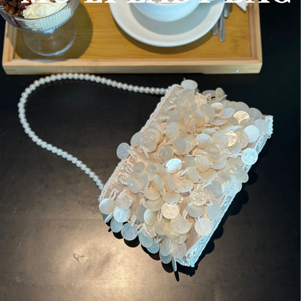 Shell Beaded Clutch Purse Handmade Top Handle Bag Luxury Designer Beach Bag Evening Handbag for Women Vacation