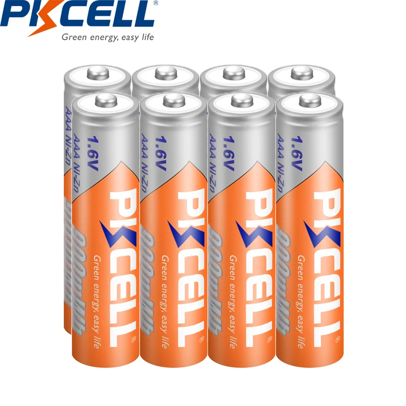 8 قطعة PKCELL 1.6 فولت AAA بطارية NIZN AAA بطاريات قابلة للشحن Ni-Zn 900mWh مع 2 قطعة AA/AAA بطارية عقد صندوق للعب كاميرا
