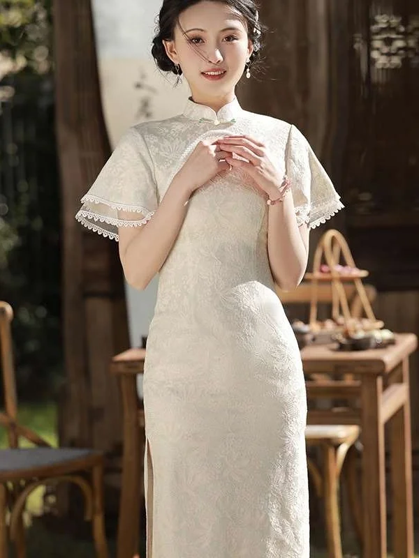 

Buang New Brocade Cotton Lace Jacquard 00% Cotton Spring Wedding Dr Fabric Suitable for Qipao And Evening Gown