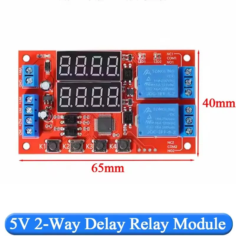 1-5Pcs DC5V/12V/24V Programmable Optocoupler Isolation Pulse Timing Relay Module 32 Multi-Mode 2-Channel Delay Time Relay Module