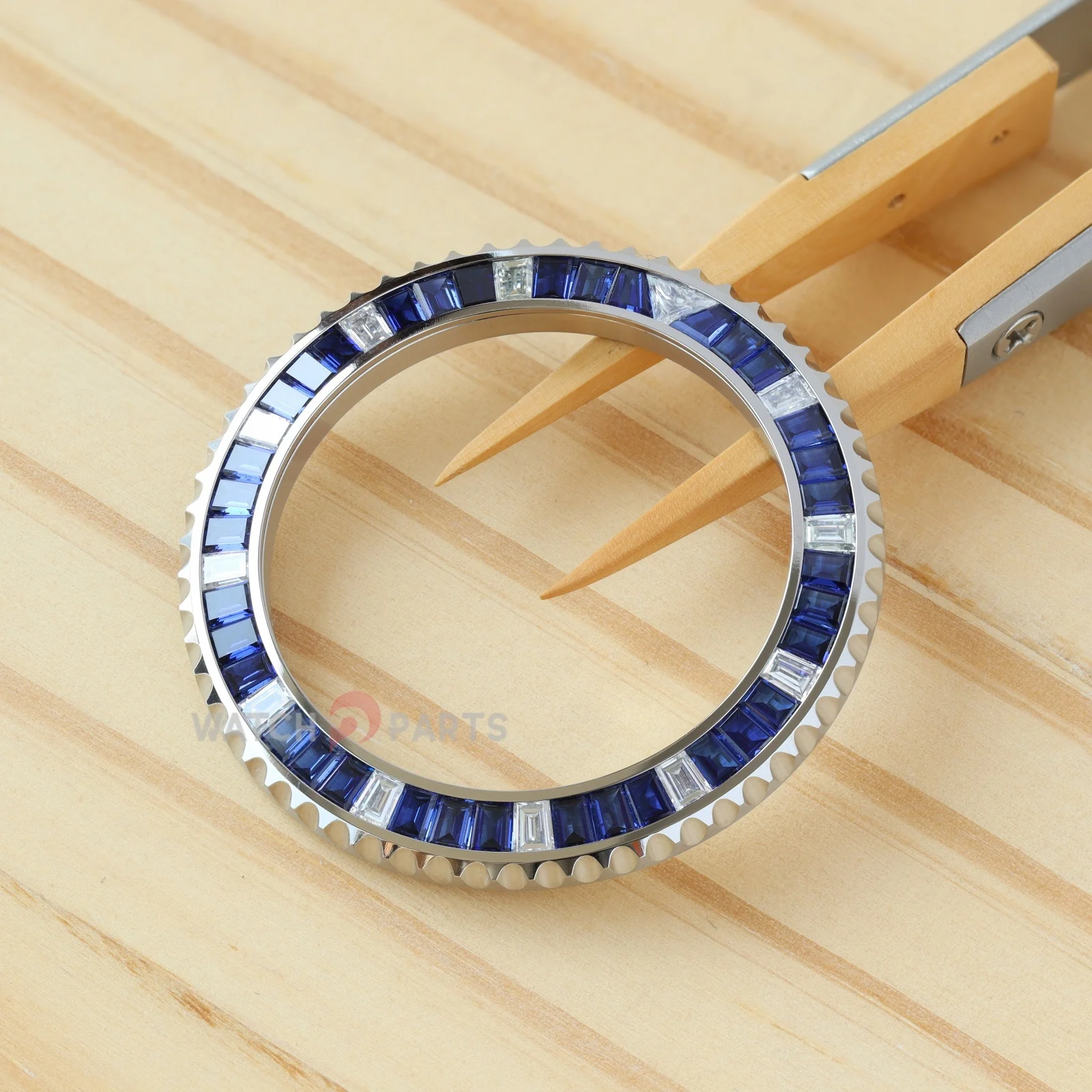 Moissanite Diamond & Synthetic Blue Sapphire Watch Bezel for Rolex Submariner 40/41mm Watch Gemstone Bezel