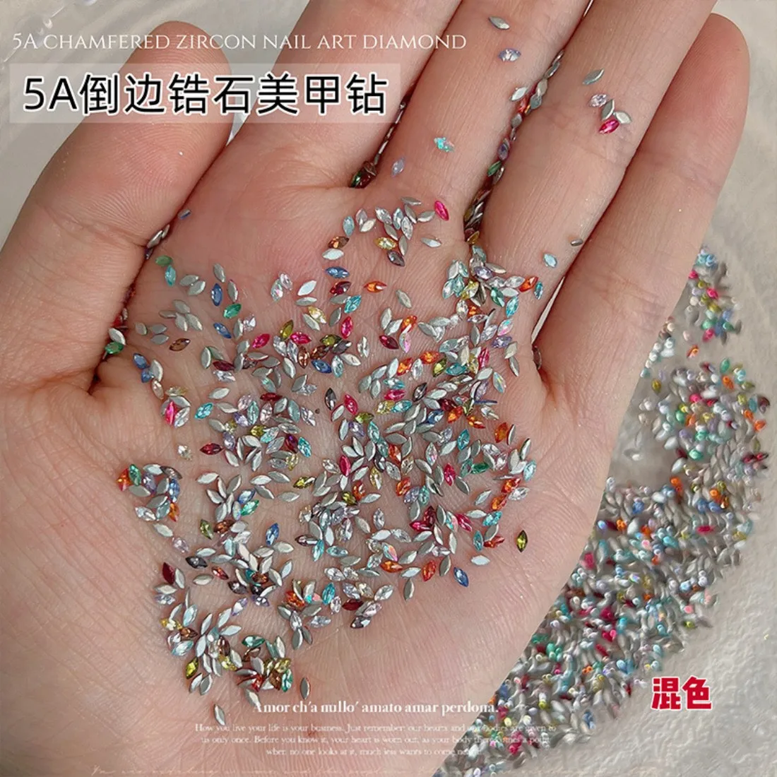 YYM 50PCS Horse-Eye Zirconia Nail Rhinestones: Trendy Mini Flat Rhinestones, Unique Shapes, for Artificial Nails