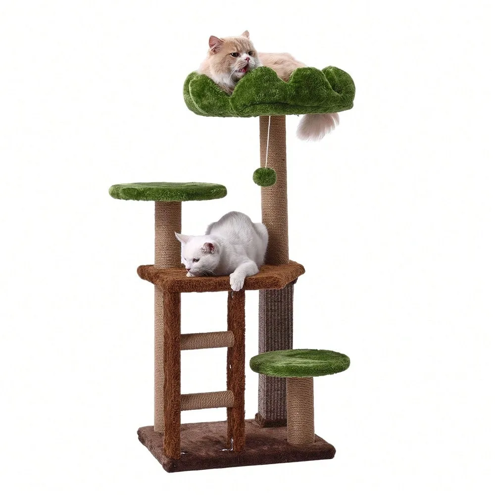 

38 Inch Medium Cat Tree, Green Staircase Model Cat Climbing Frame,Multi-Tier Cat Tower