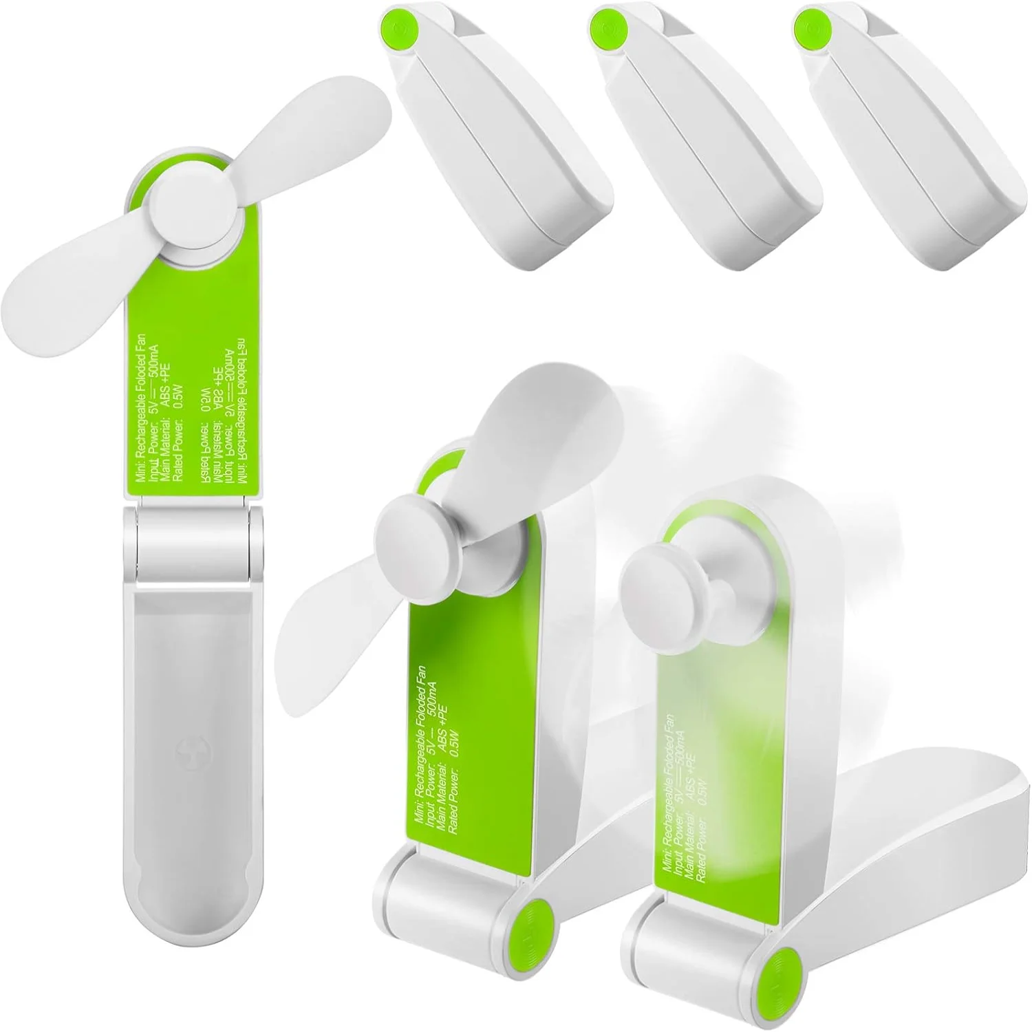 

3 Pack Portable Pocket Fans Handheld Mini Fan Portable Foldable Fan Personal Travel Fan Hand Fan Summer USB Rechargeable Desk Fa