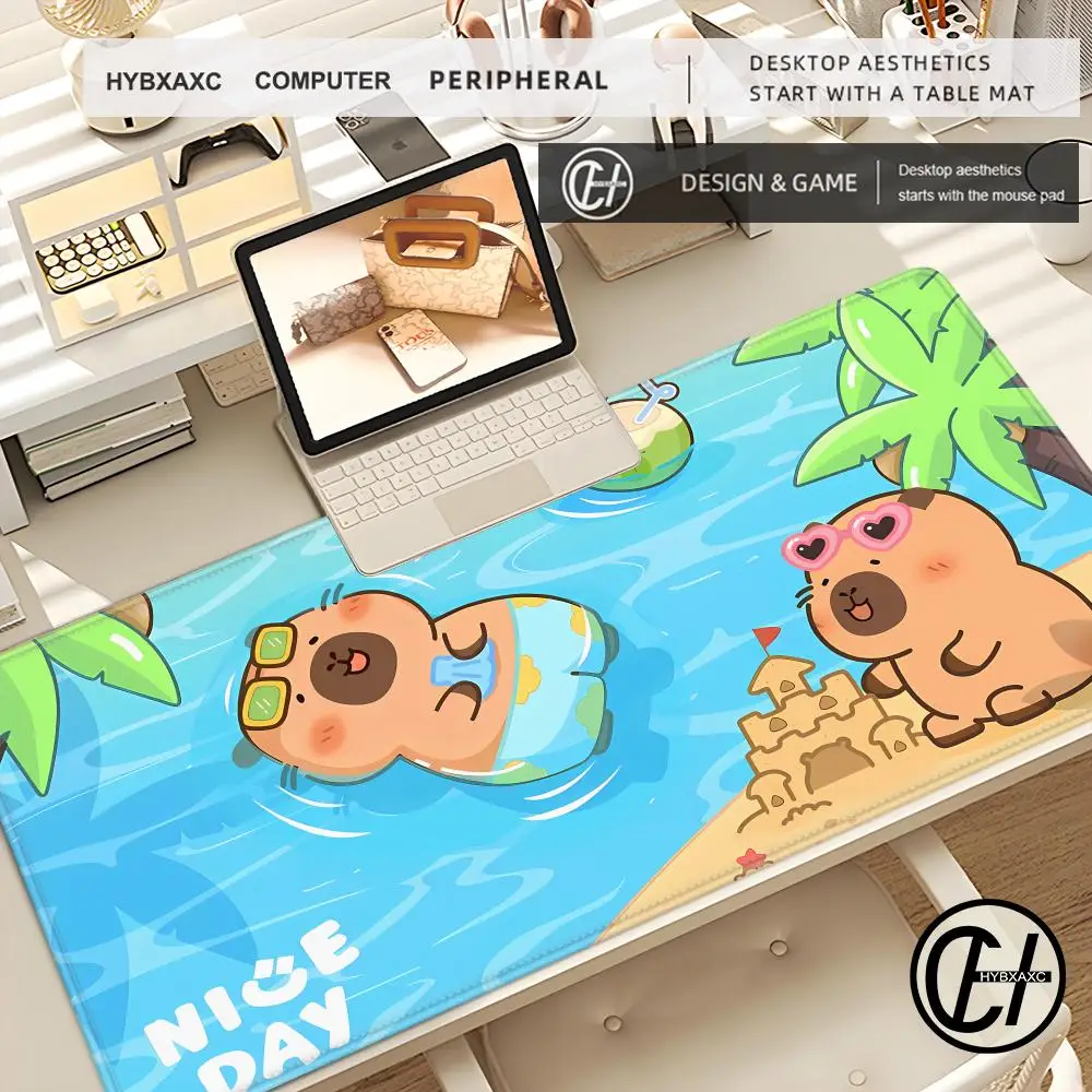 Kapibala Mouse Pad High Quality Non-Slip XXL Kawaii Office Accessories Capybara Rubber Mat Girl and Boy Keyboard HYBXAXC Pad