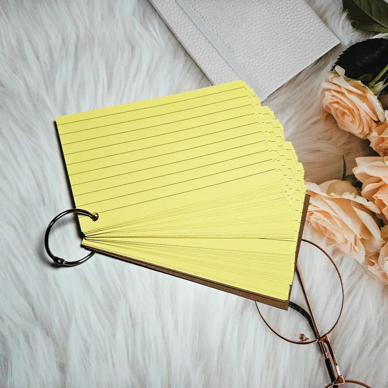 50pcs Kraft Paper Memo Pad Card Color Line Message Mini Notepad Card Writing Card Label Bookmark Learning Cards Stationery