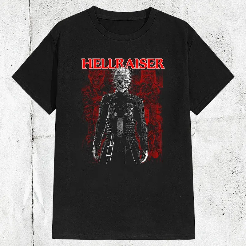 Vintage 80s Hellraiser Horror Movie Supernatural Classic T-shirt ,Graphic Short Sleeve Crew Neck Cotton T-Shirt