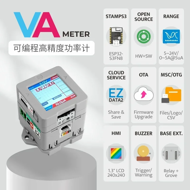 VA Meter Programmable High Precision Power Meter M5StampS3 Voltage and Current Measurement