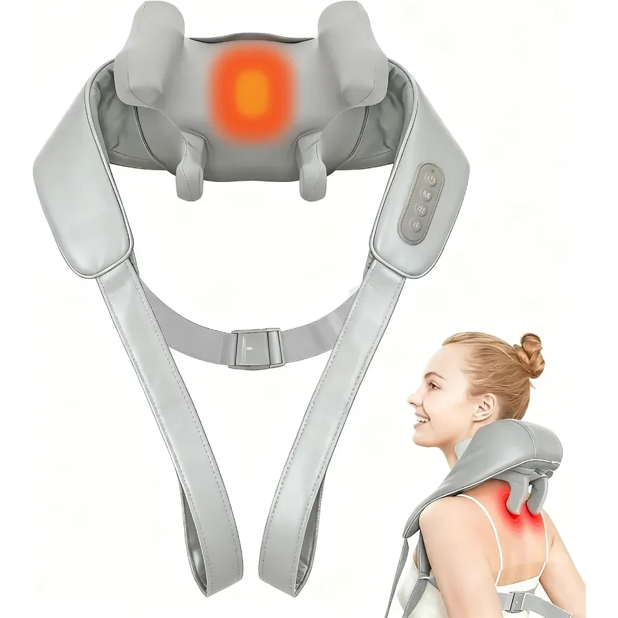 

Cordless Shiatsu Neck and Shoulder Massager with Heat 6D Kneading Massage for Deep Tissue Pain Relief in Trapezius Area Recharg