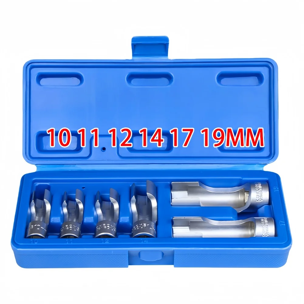 

6pcs Diesel Injector Fuel Line Socket Wrench 10mm-19mm Open Oil Pipe Removal Sleeve Union Nut Socket Adapter Repair Hand Tool