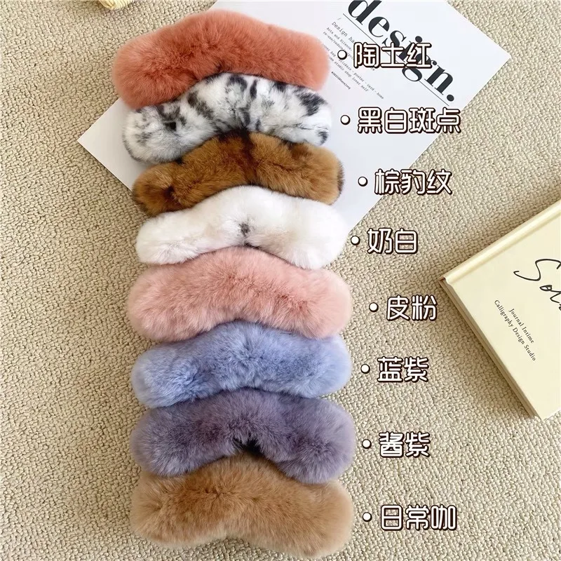 Internet celebrity real otter rabbit fur plush hair clip, large plate hair, duckbill clip, temperament, back of the head clip,