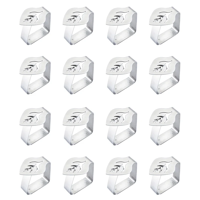 A07I 16 قطعة مفرش المائدة الفولاذ المقاوم للصدأ الفضة كليب الإبداعية ورقة على شكل الجدول تحديد كليب سميكة عدم الانزلاق مفرش المائدة رف