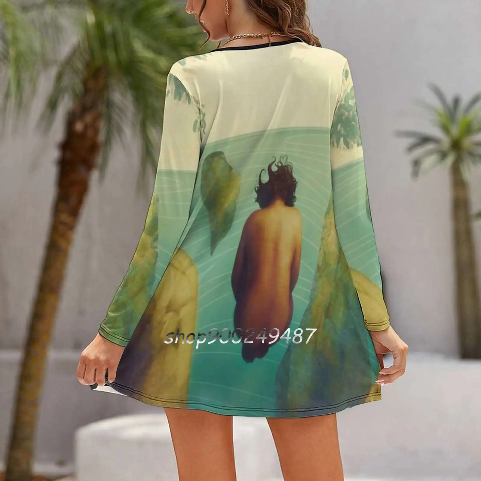 All You Need Women Spring Autumn Long Sleeve Dress Female Casual Dress All You Need Diptych Gum Tree Water Underwater Teal Blue