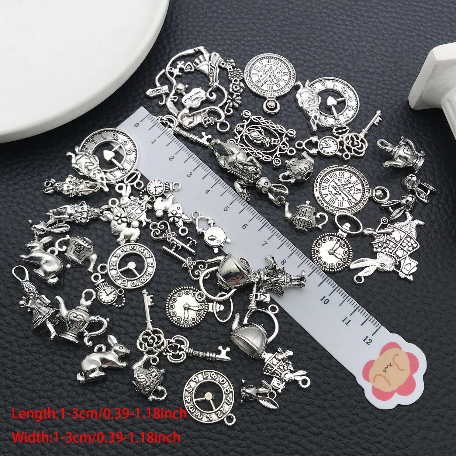 44/45pcs Antique Silver Bronze Tone Alice in Wonderland Charm Tales Tea Party Steampunk Skeleton Keys Pendants for DIY Jewelry image 4