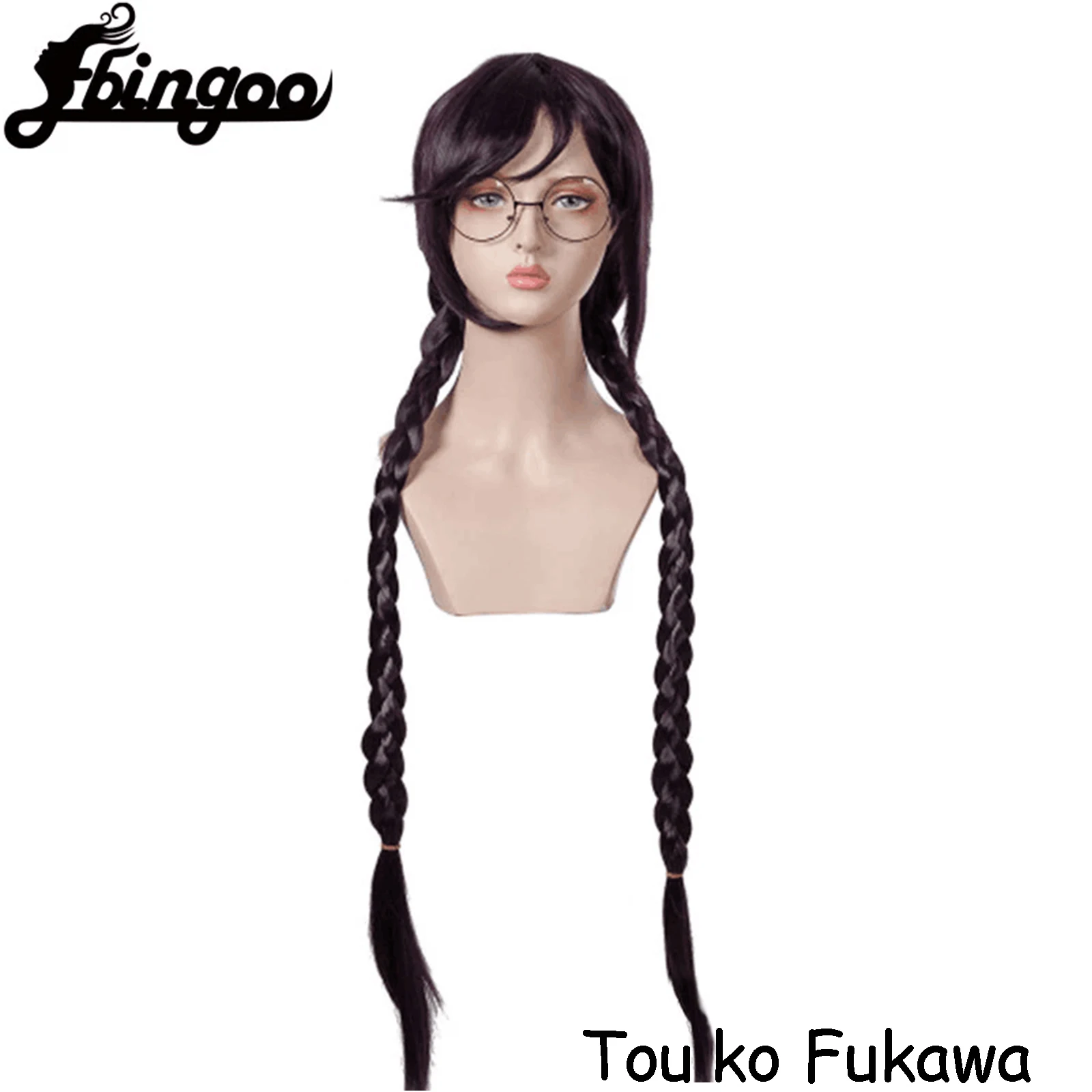 Ebingoo Synthetic Wig Danganronpa Touko Fukawa Cosplay Wigs Long Dark Purple Braids Heat Resistant Hair Wigs For Costume Party