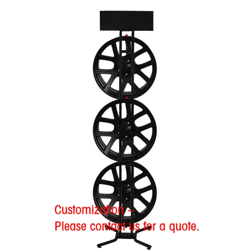 custom.HONGCHUANG Powder Coated Metal Floor Standing Display Rack Car Alloy Wheel Hub Tire Storage & Hanging Samples