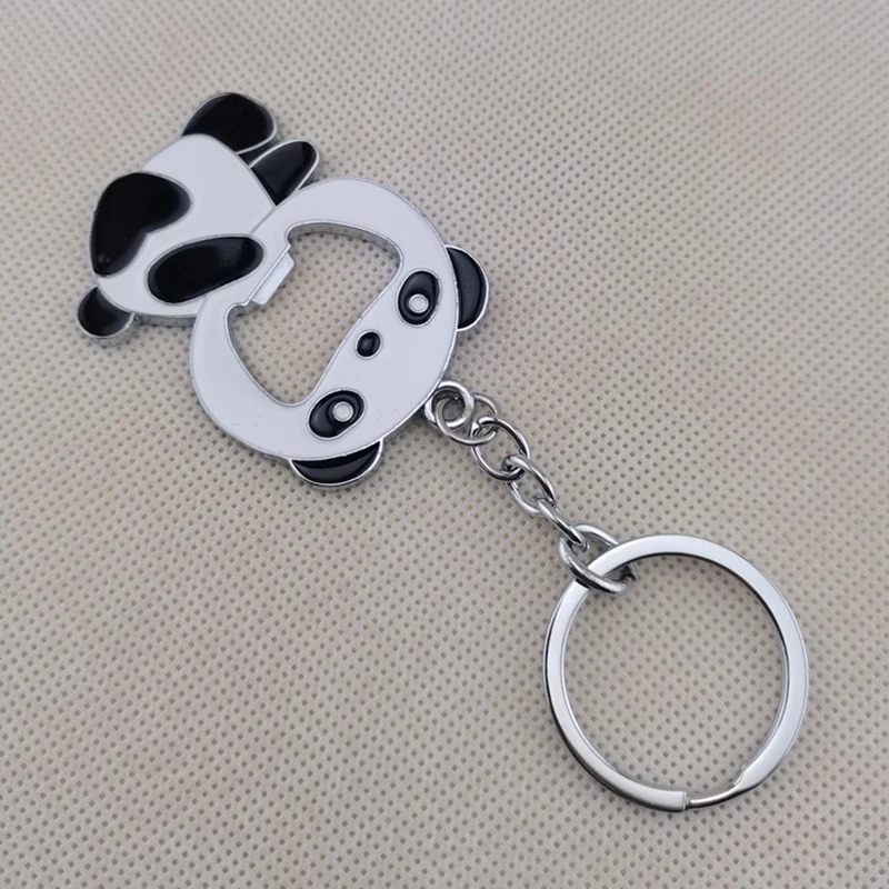 LLavero de Panda con forma de Animal, minillavero de Metal, abridor de botellas de cerveza, novedad