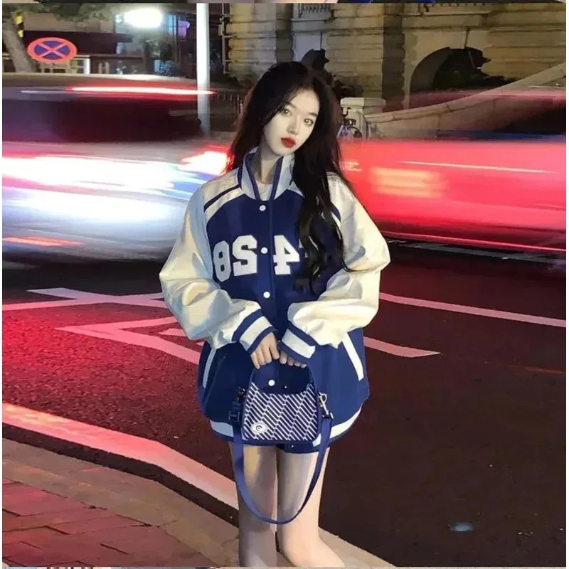 Американская мода, спортивная ветровая бейсбольная женская одежда, весенне-осенняя свободная куртка в консервативном стиле с принтом;6,а'3.к;8,