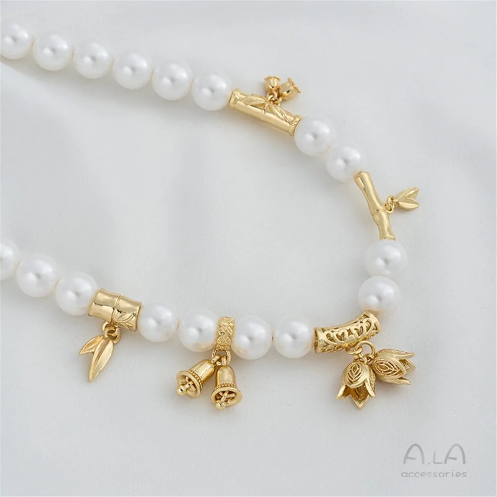 

14K Bag Gold Bamboo Tube Bead Hanging Bamboo Leaf Wreath Bell Orchid Bell Pendant Diy Bracelet Accessories