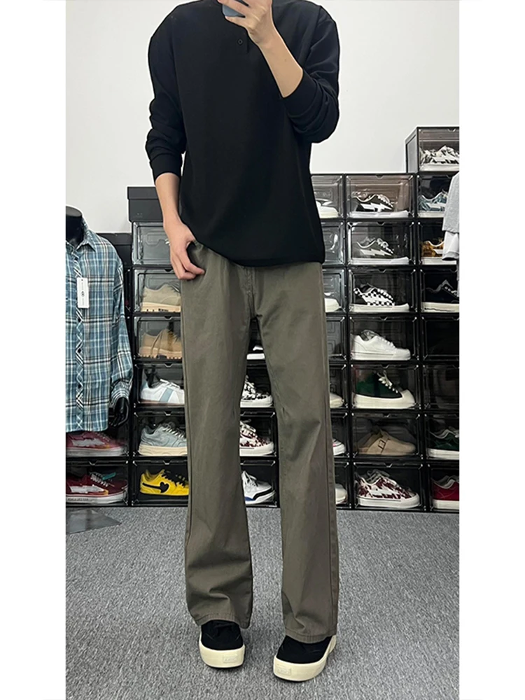 

American Retro Straight Leg Workwear Pants Men's Spring Autumn Cleanfit High Street Slimming Micro Flared Knife Jeans