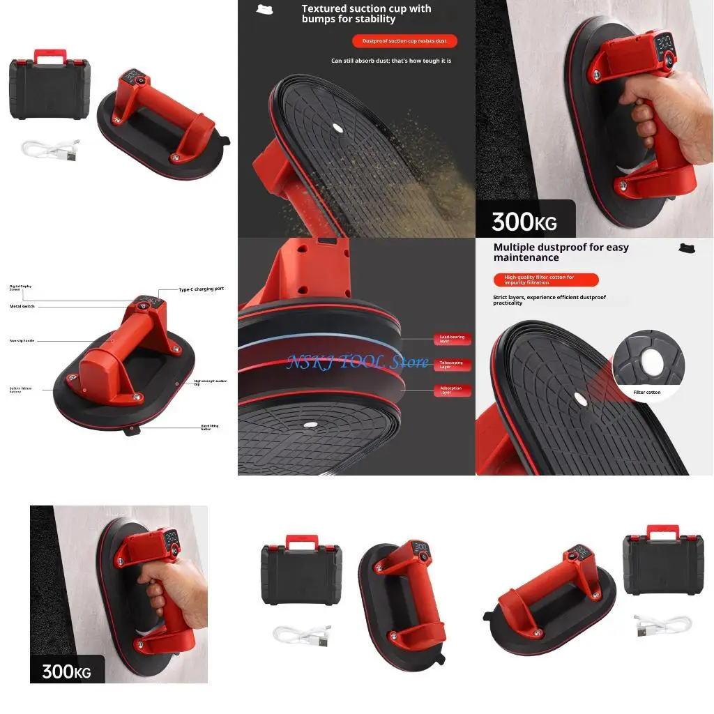 

L8RC Nonslip Rubber Suction Pad Lifting Tool 573lbs Capacity Wireless Design For Glass Tile Transportation