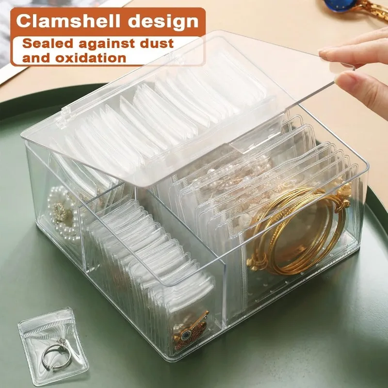 Schubladen-Organizer, selbstdichtende Kunststoff-Schmuckbeutel mit Reißverschluss, wiederverschließbar, dick, transparent, mit Reißverschluss, Geschenkverpackung, Aufbewahrungsbeutel