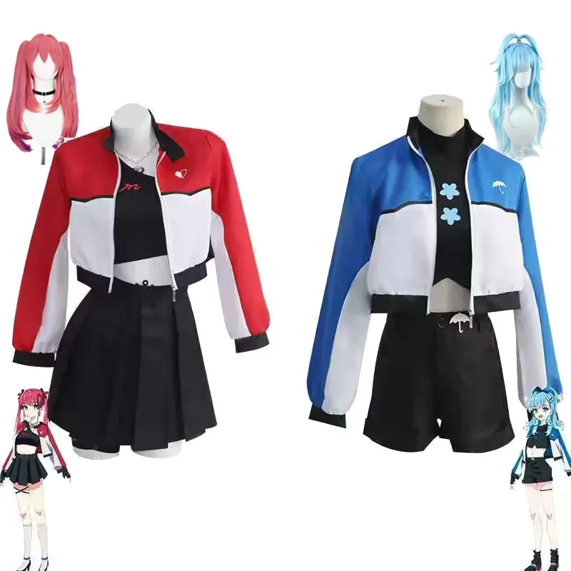 ホロライブ-奏上マリン-コボカナエル-コスプレ衣装-ウィッグ-ブルー-レッド-女性-男性-大人-vtuber-日常着-ハロウィン制服スーツ