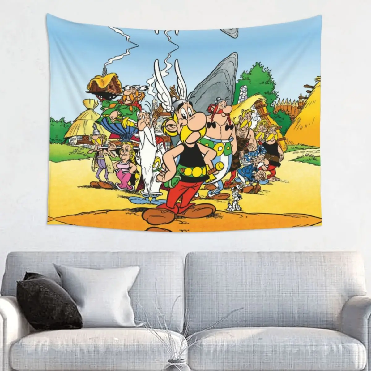 Custom Hippie Fashion Anime Asterix And Obelix Tapestry Wall Hanging Home Decor Anime Cartoon Getafix Tapestries Bedroom