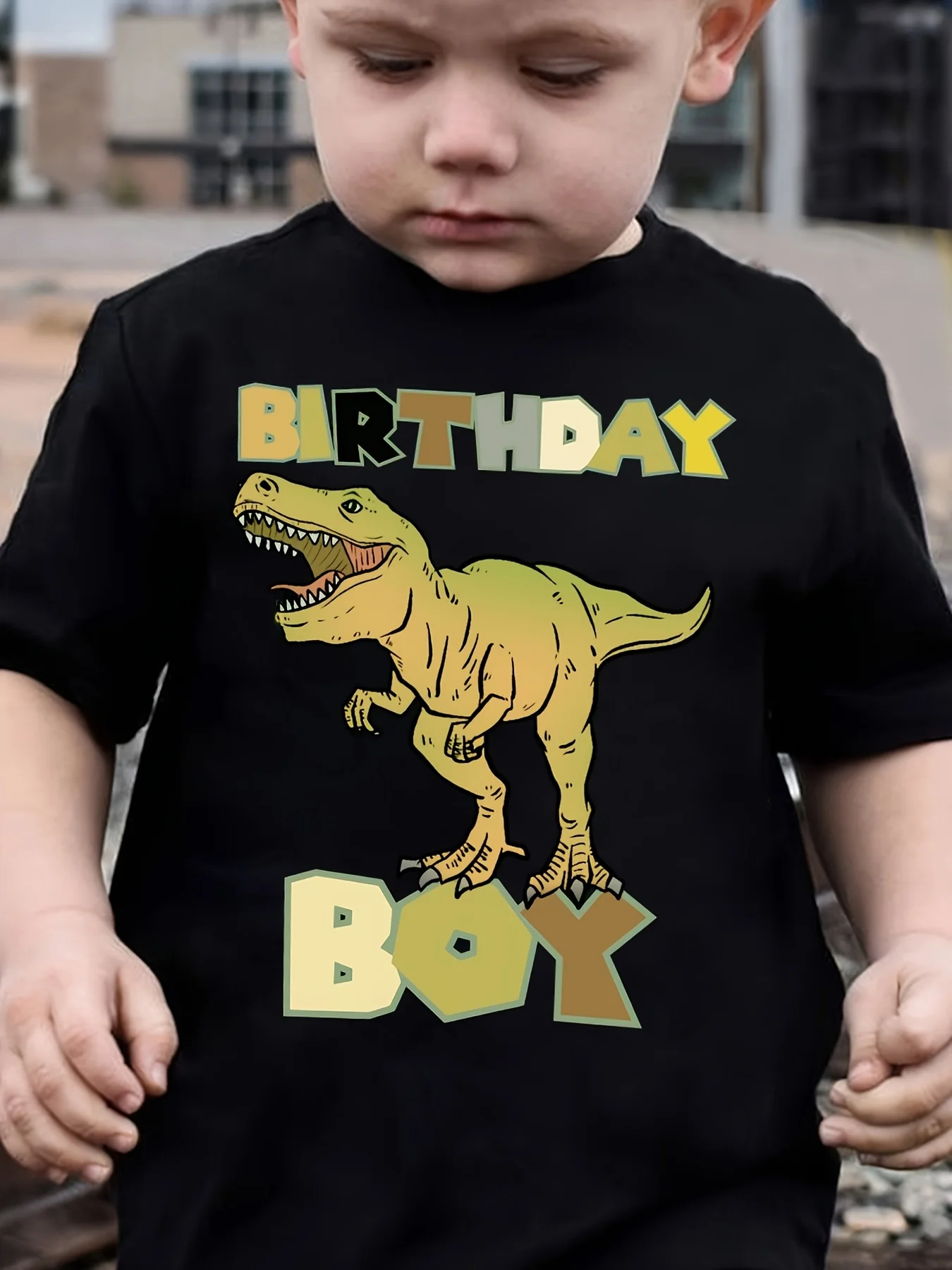 Kids Cute T Rex Dinosaur Birthday Boy Print T Shirt Short Sleeve Cartoon Graphic Tee Casual Party Top For Little Boys Daily Wear