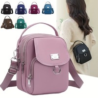 Lightweight Nylon Women's Crossbody Bag - Casual Mini Handbag with Multiple Zip Compartments, Detachable Shoulder Strap ﻿