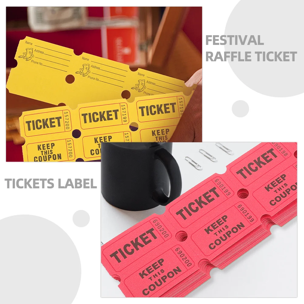 400 Pcs Raffle Tickets Entrance Festival Double Single Party Paper Supply Lottery