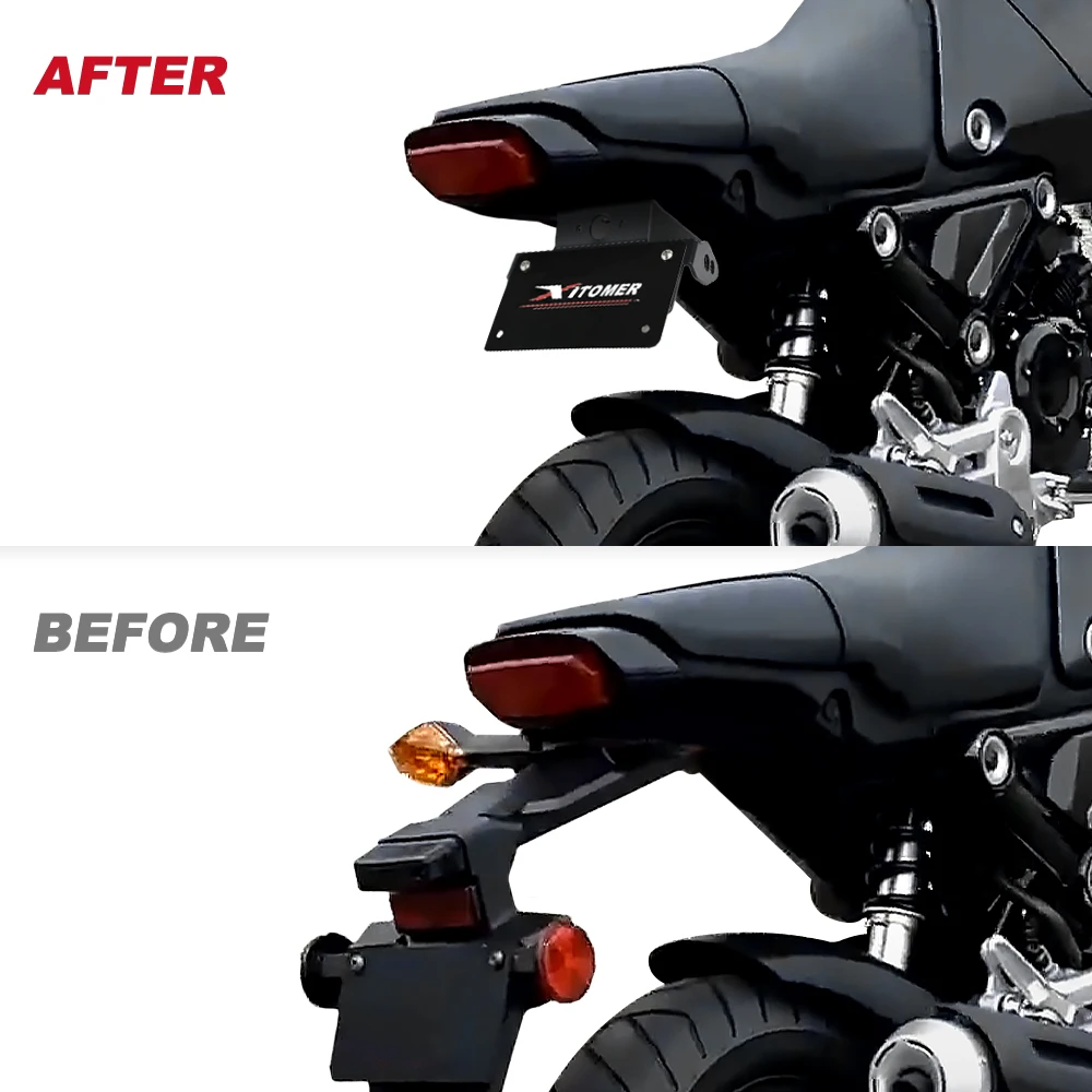 For Honda Grom MSX 125 MSX125 2021 2022 2023 2024 Motorcycle License Plate Holder Bracket Rear Tail Tidy Fender Eliminator Kit