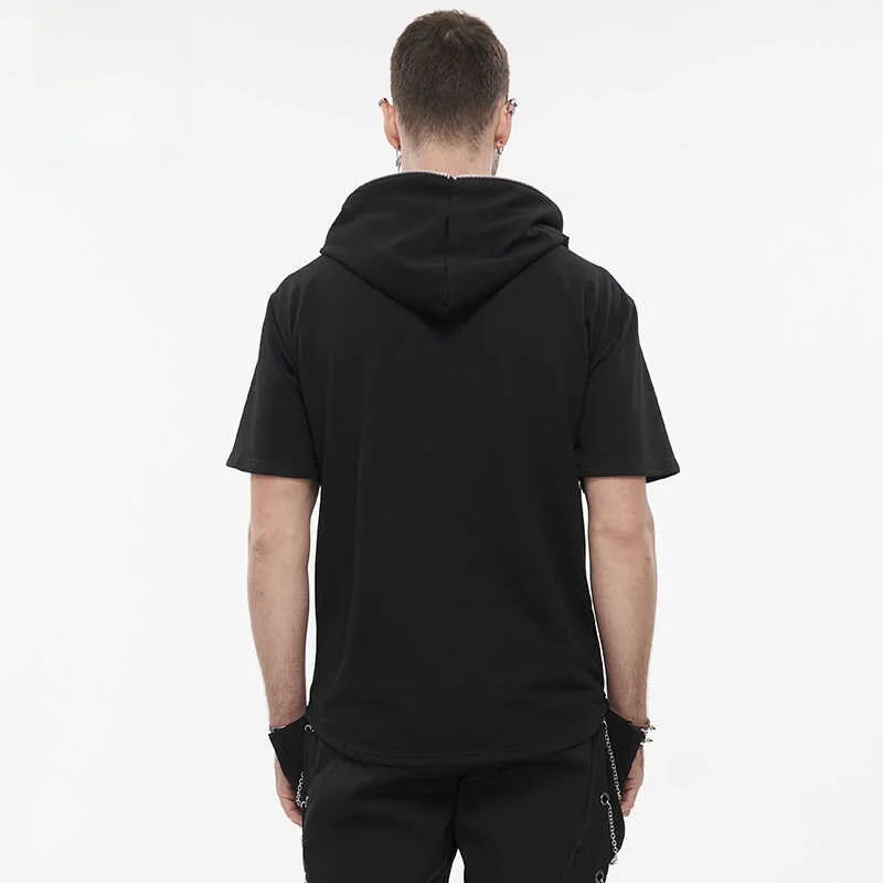 Loose Devil Fashion Hoodie Shoulder Rope T-Shirt Short Sleeve Youth Trend Spring 2024 Casual Wear Brand TT210