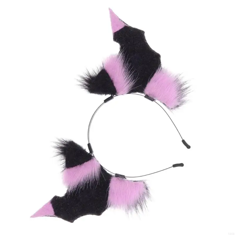 Leichter Plüsch-Haarschmuck aus dämonischem Horn, schwarzes Fledermaus-Querruder-Haarband, für Cosplay und Festival-Feier – Detail 8